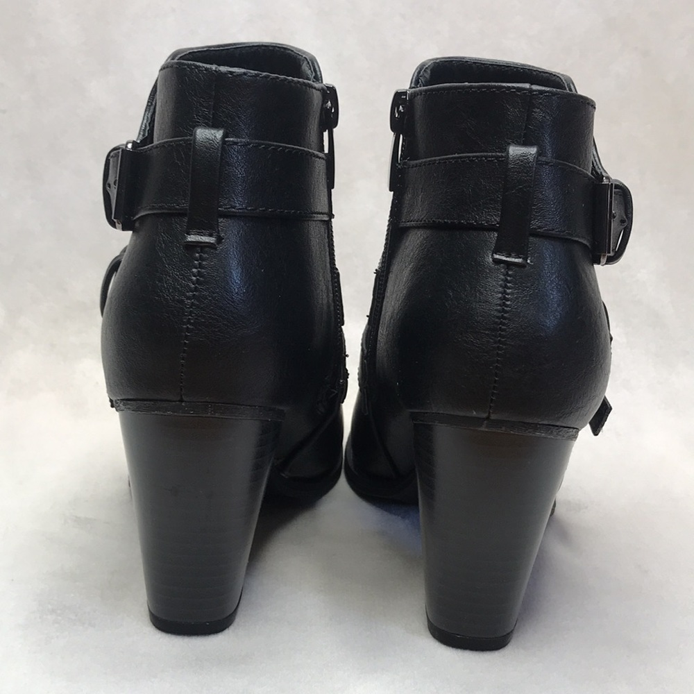 Black Faux Leather Buckle Booties - Picture 4 of 7